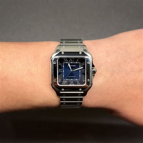 cartier santos bicolor|cartier santos medium blue dial.